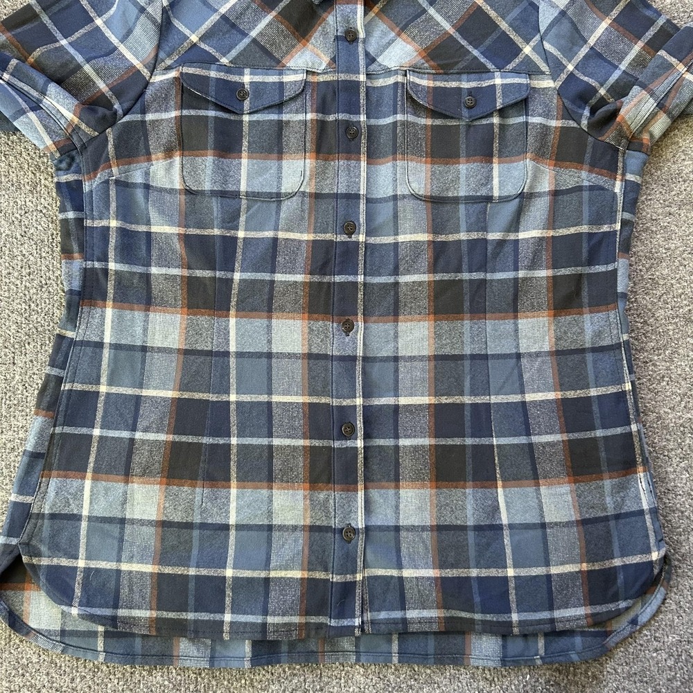 Pendleton Shirt Womens‎ Large Blue Plaid Wool Flannel Button Up Long Sleeve - Picture 6 of 14